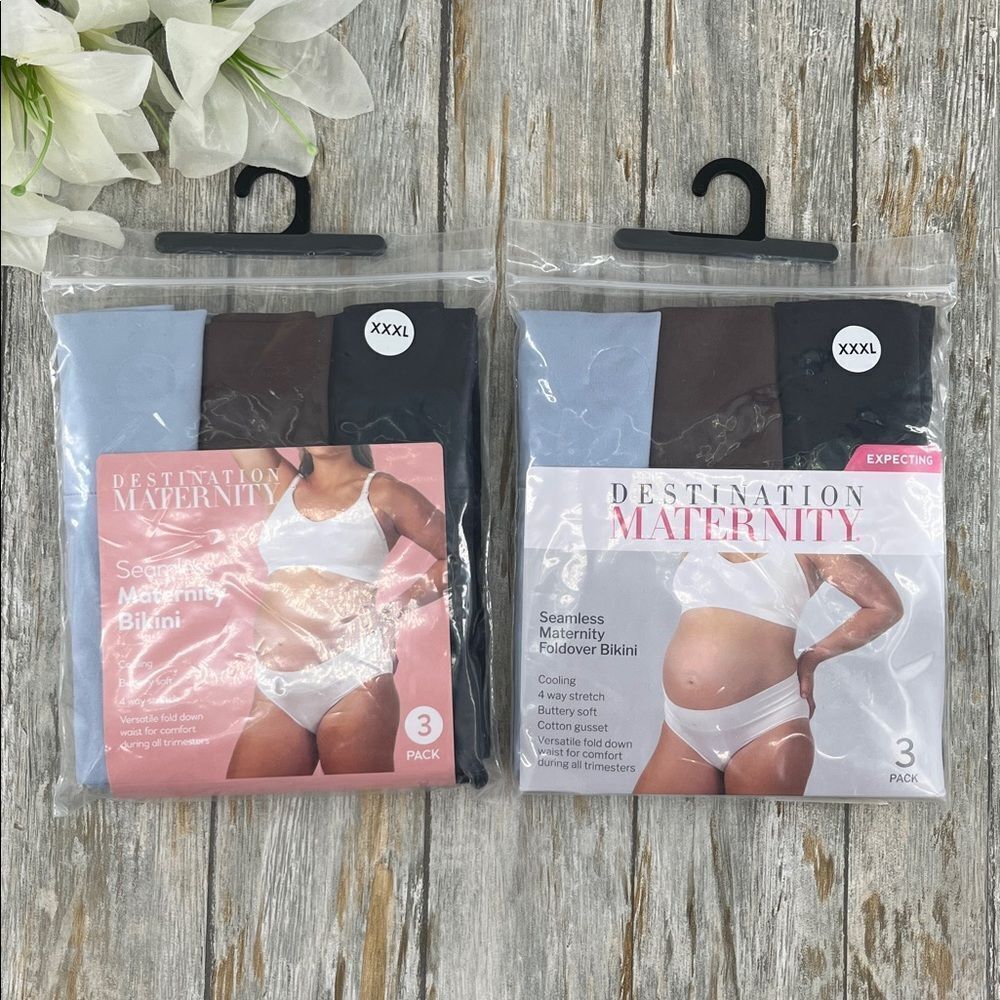 Women’s Destination Maternity Foldover Bikini Panty 2, 3-Packs Size XXXL